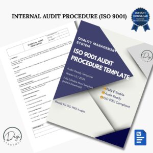 ISO 9001 internal audit procedure template with sample document pages, audit-ready quality management system