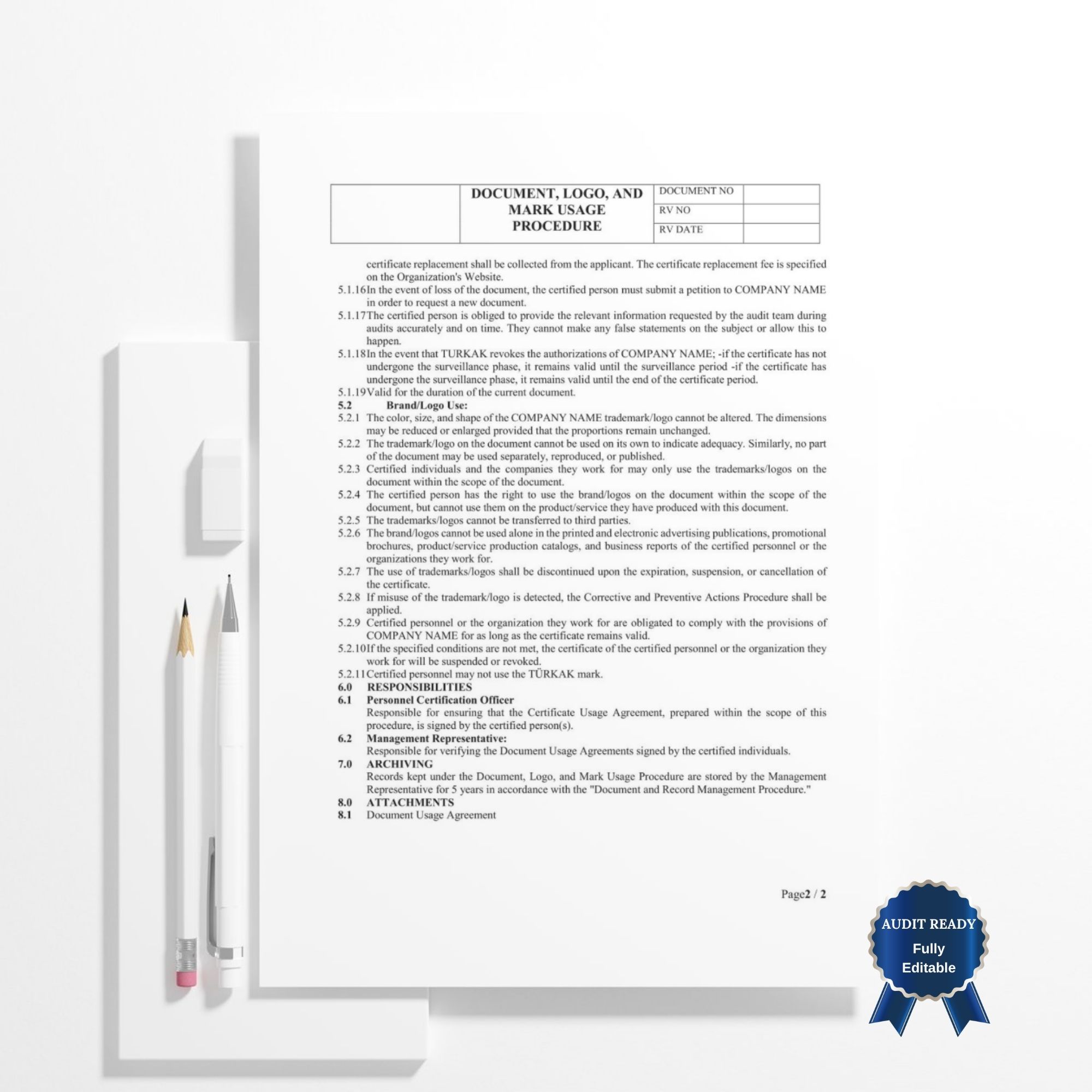 ISO certification documents template set preview – audit ready Word files