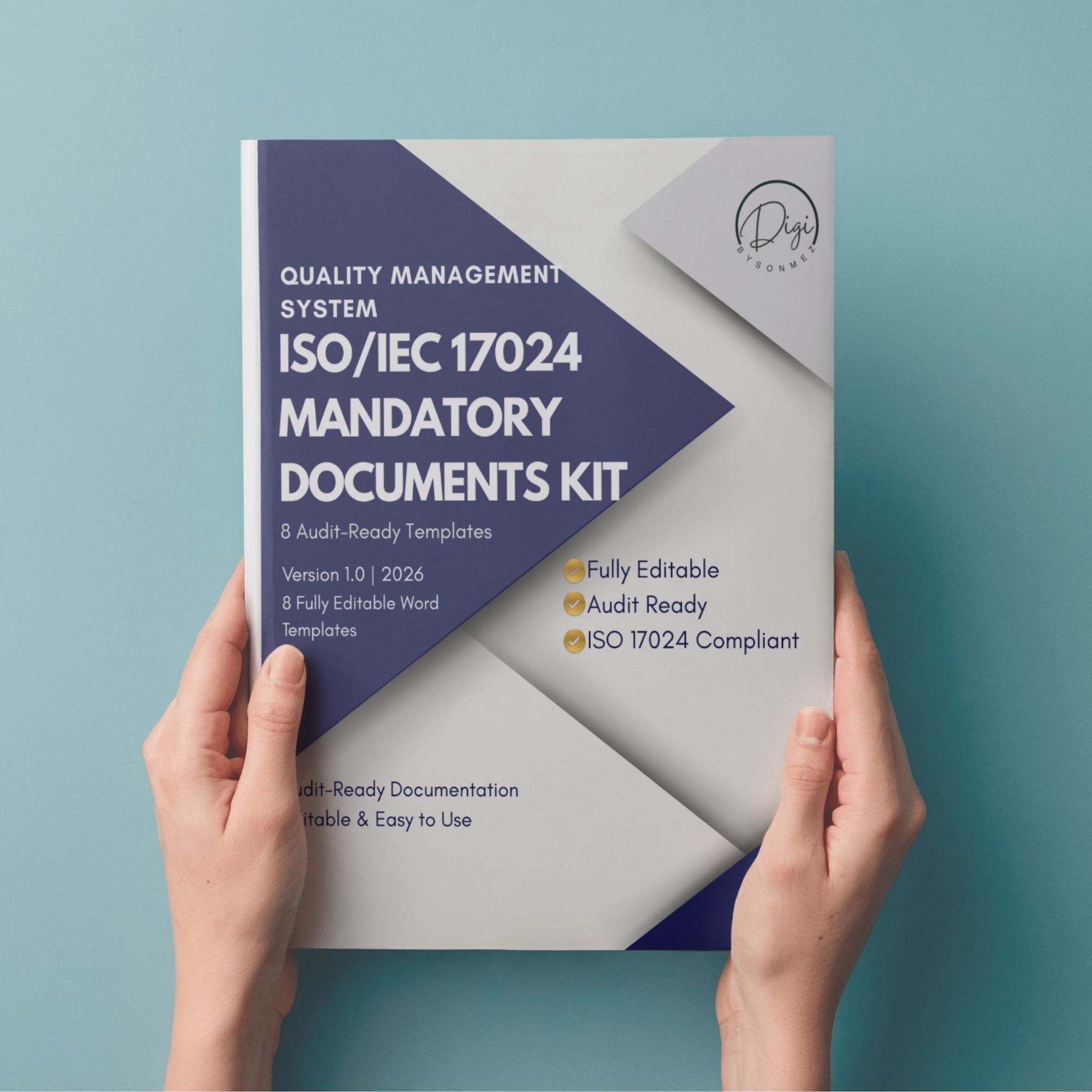 ISO IEC 17024 mandatory documents kit held in hands – certification template bundle