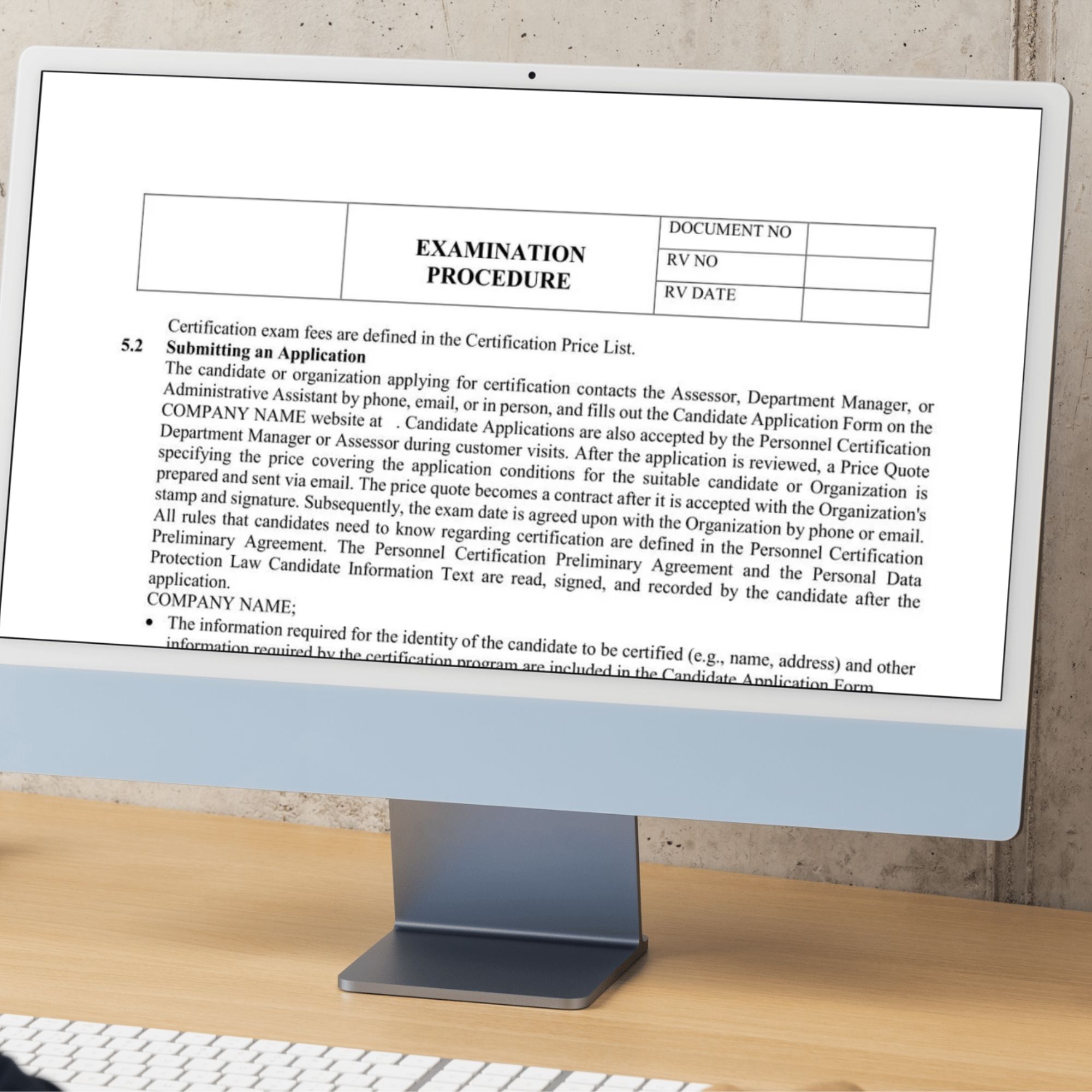 ISO audit ready document template with certification badge – professional quality manual