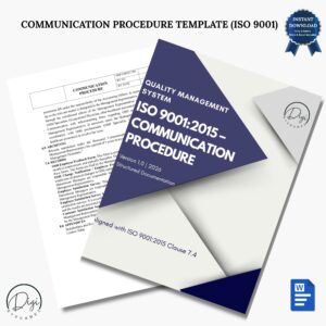 ISO 9001 communication procedure template document preview with sample pages, professional business communication documentation