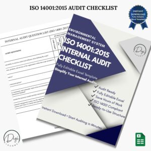 ISO 14001 internal audit checklist Excel template product mockup with document preview