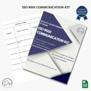 ISO 9001 communication kit templates including contact table and interested parties Excel files for QMS compliance