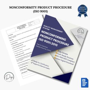 ISO 9001 nonconforming product procedure template cover editable Word document audit-ready quality management system digital download