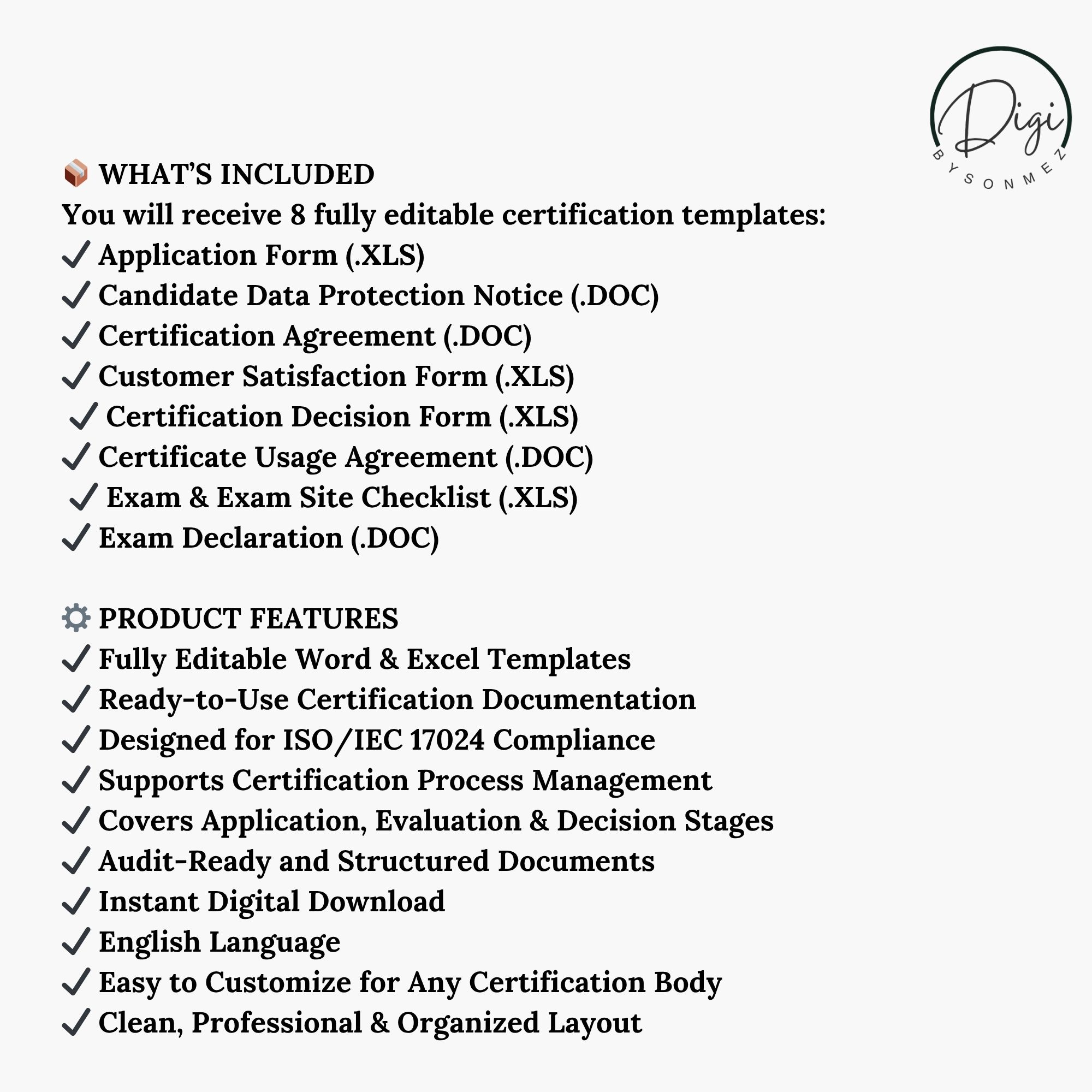 iso 17024 forms kit includes application agreement checklist declaration templates