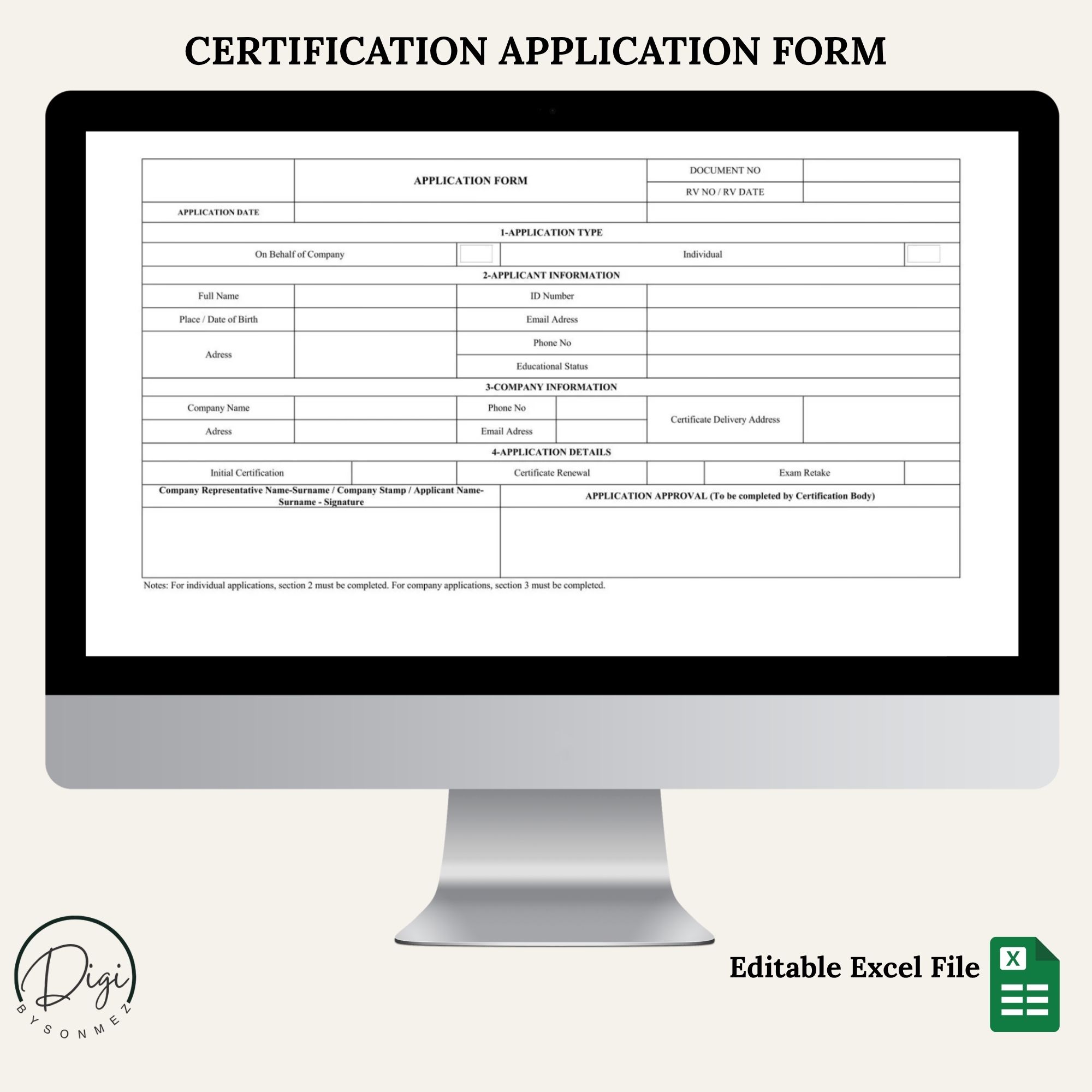 iso 17024 application form template editable certification excel document