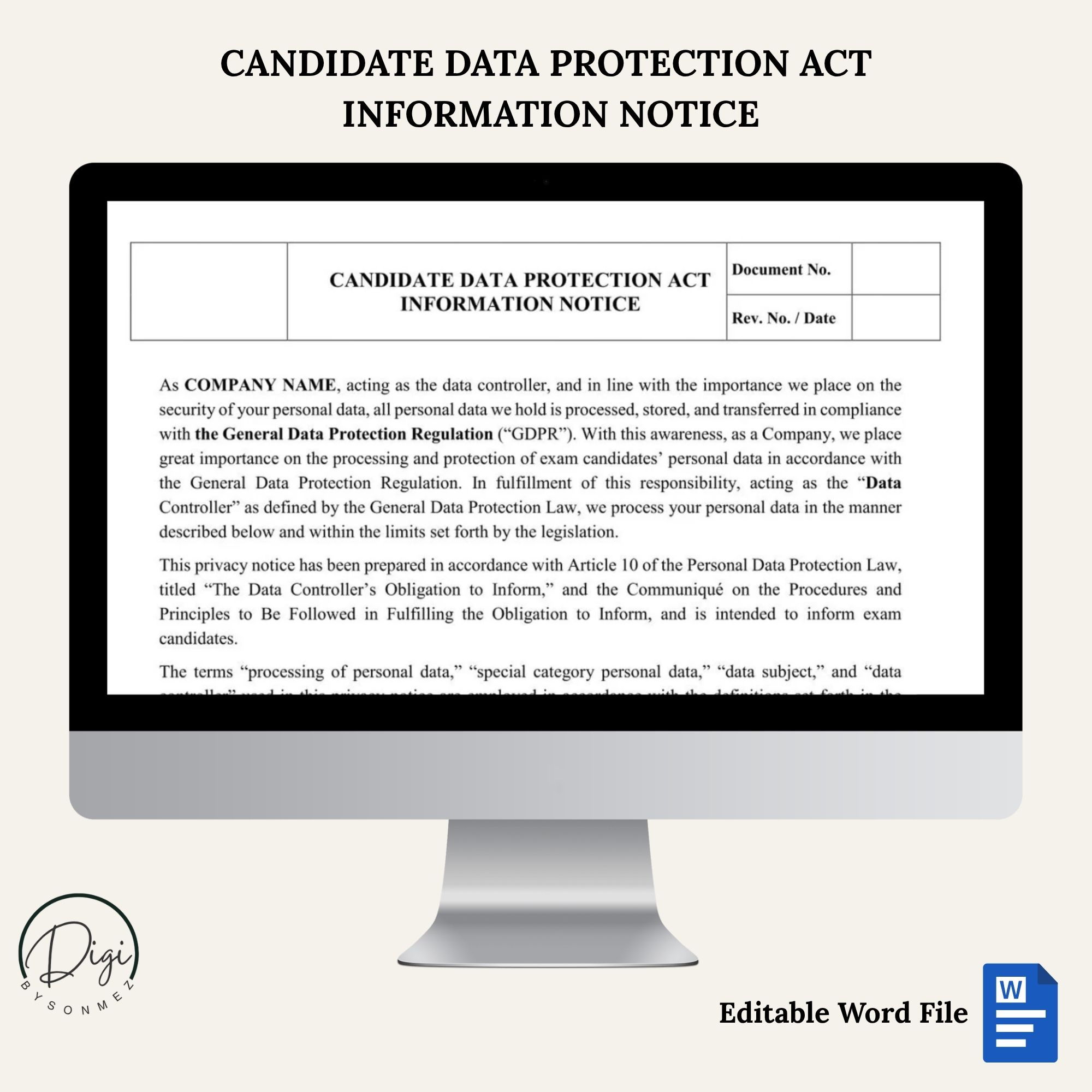 iso 17024 data protection notice template editable certification document