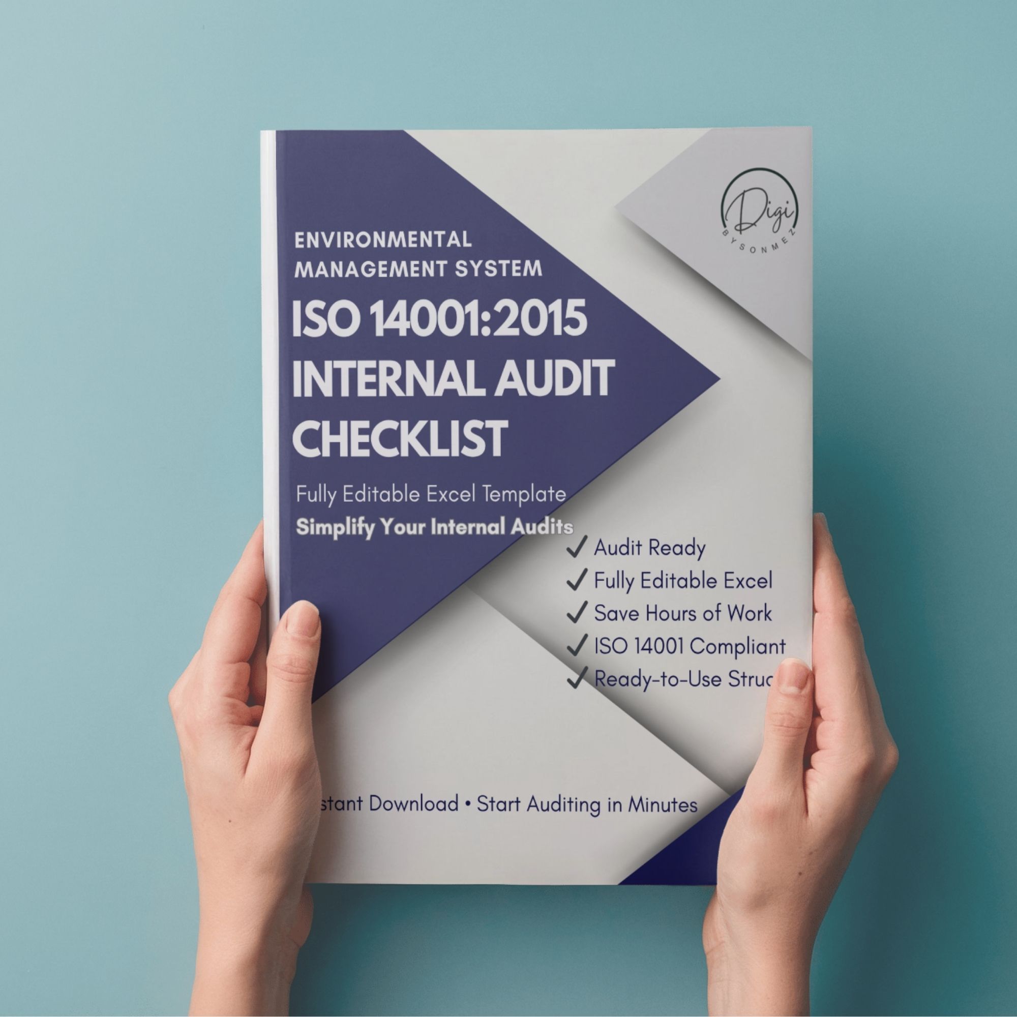 ISO 14001 internal audit checklist product cover editable Excel template preview