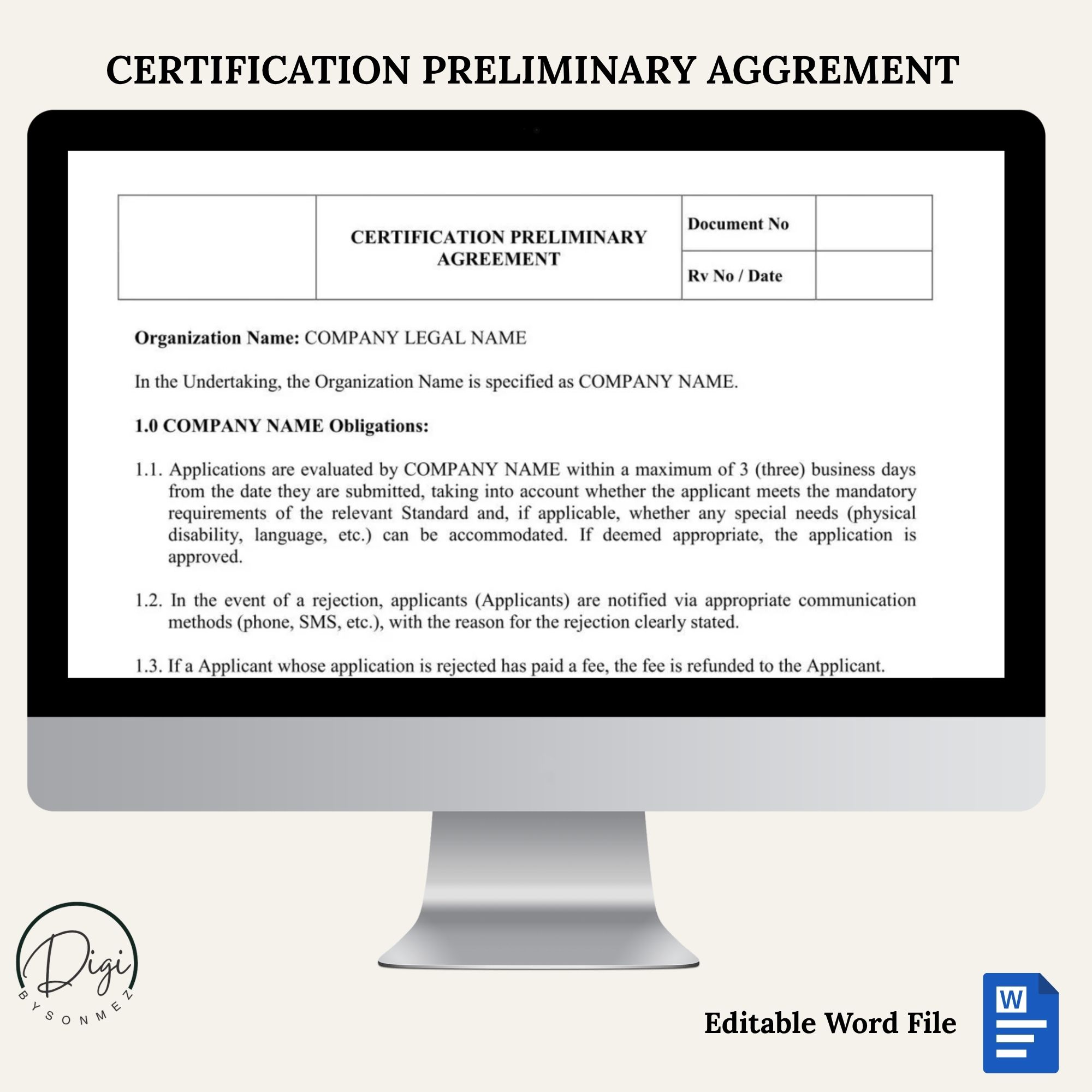 certification agreement iso 17024 template editable document
