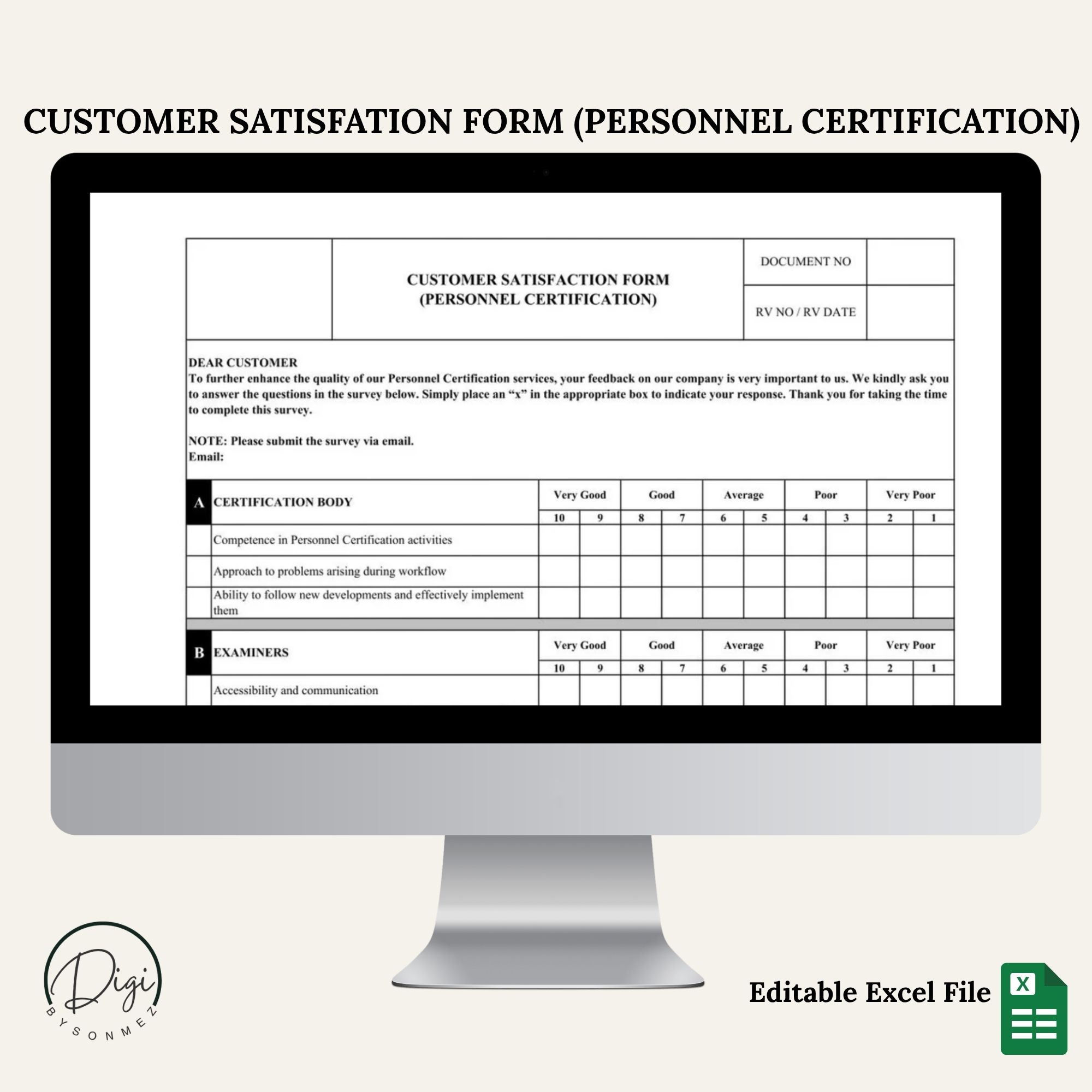 customer satisfaction form iso 17024 certification template editable