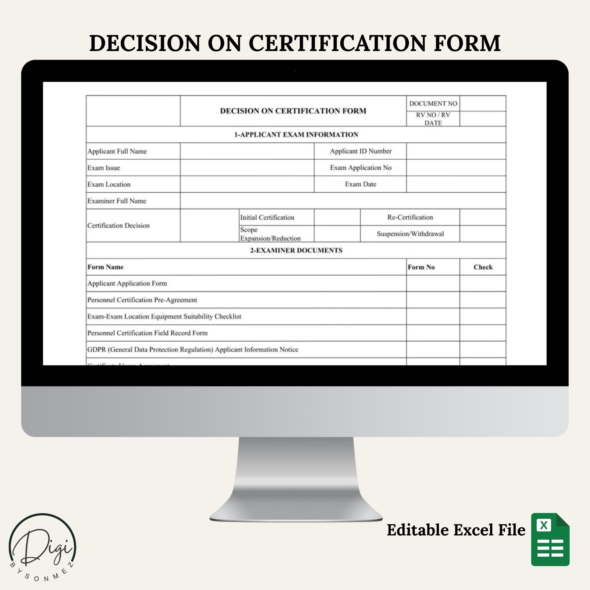 certification decision form iso 17024 editable excel template