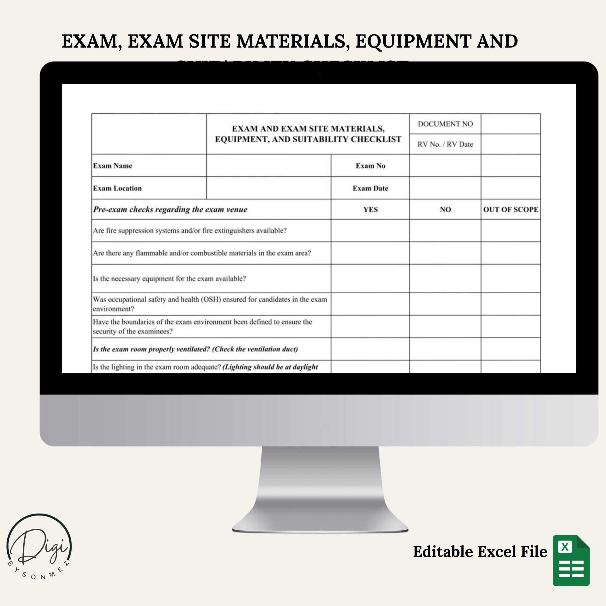 exam site checklist iso 17024 editable excel certification template