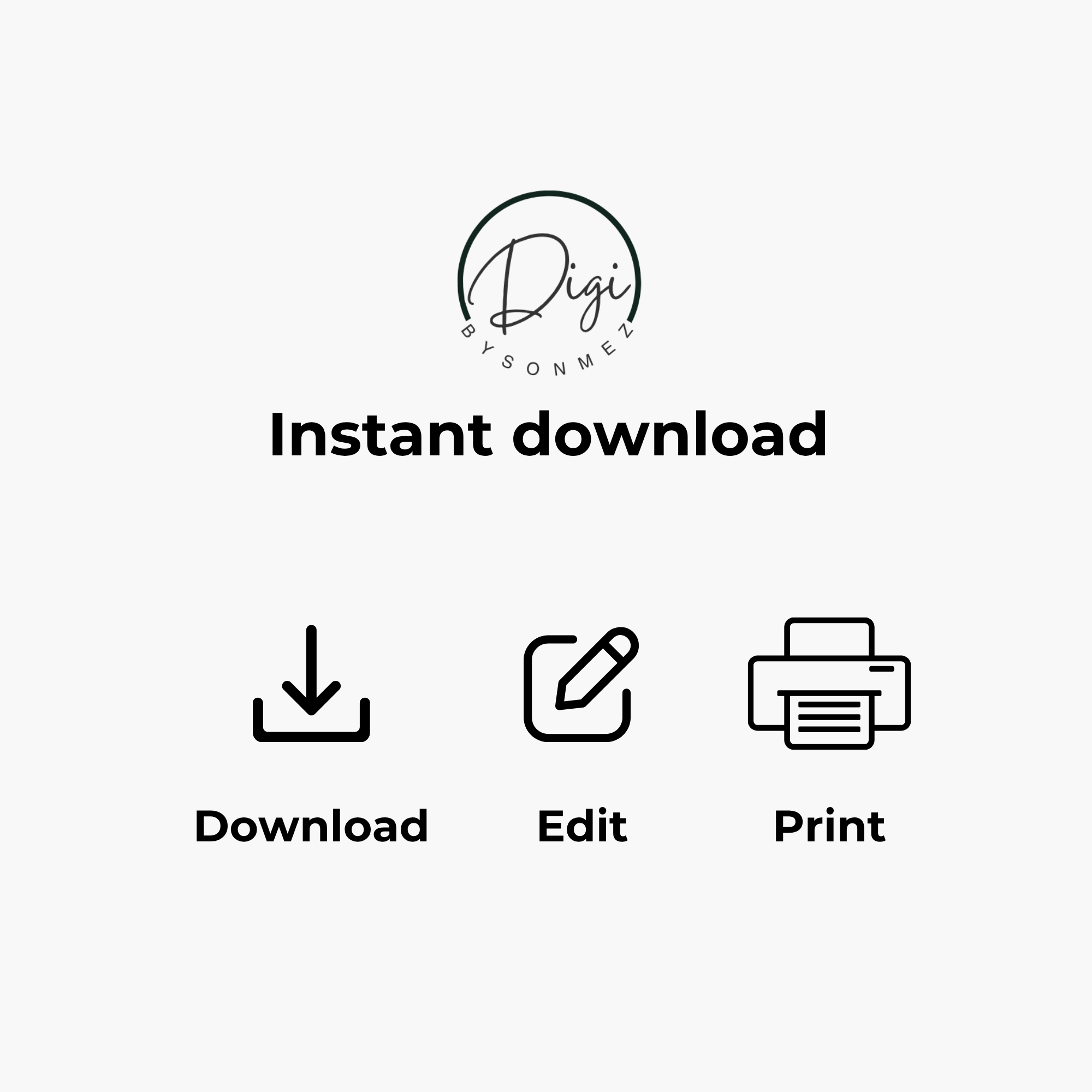 Instant digital download graphic for the editable ISO 9001 Risk and Opportunity Assessment Dashboard, illustrating download, edit, and print steps.